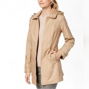 MICHAEL Michael Kors Hooded Rain Trench Coat In Taupe Size Large